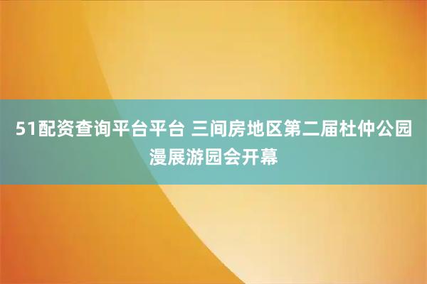 51配资查询平台平台 三间房地区第二届杜仲公园漫展游园会开幕