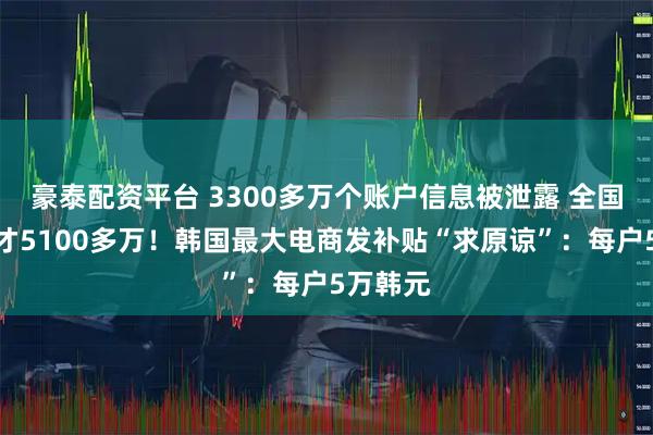 豪泰配资平台 3300多万个账户信息被泄露 全国总人口才5100多万！韩国最大电商发补贴“求原谅”：每户5万韩元