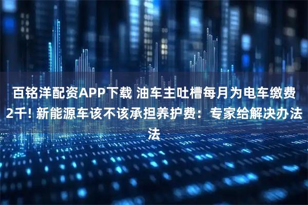 百铭洋配资APP下载 油车主吐槽每月为电车缴费2千! 新能源车该不该承担养护费：专家给解决办法